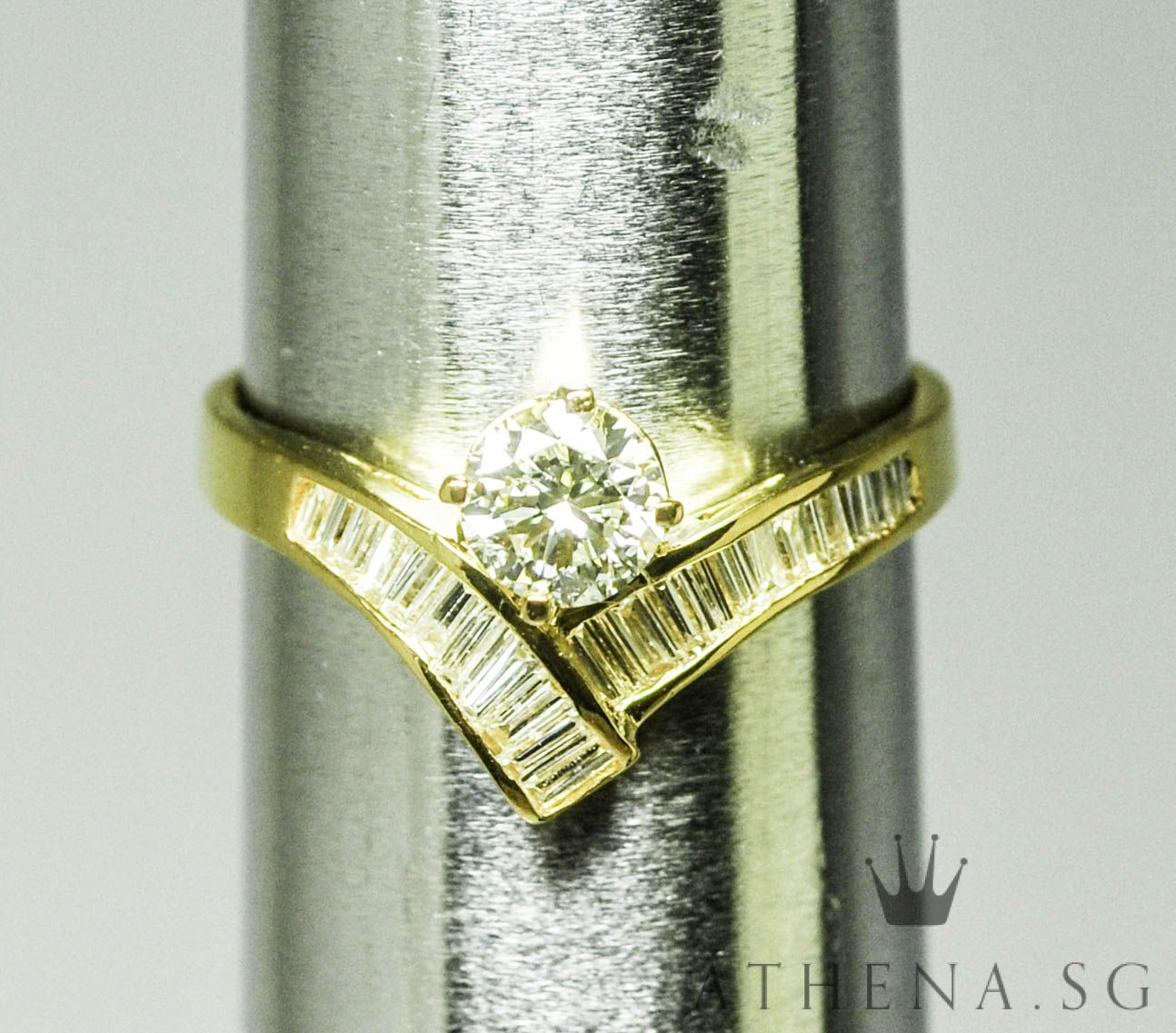 20K YG DIAMOND RING D1-0.36CTS TD22-0.33CTS 2.84G (SIZE 12) - Image 5