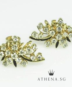 18K YG ANTIQUE DESIGN DIAMOND EARSTUD D32-0.80CTS 4.33G