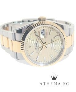 Alternative view of LIKE NEW!! ROLEX YELLOW ROLESOR OYSTER PERPETUAL DATEJUST 36 "GOLDEN FLUTED MOTIF DIAL" WITH BOX & CERT DATED 05/2022 (UNDER AGENT WARRANTY) 126233