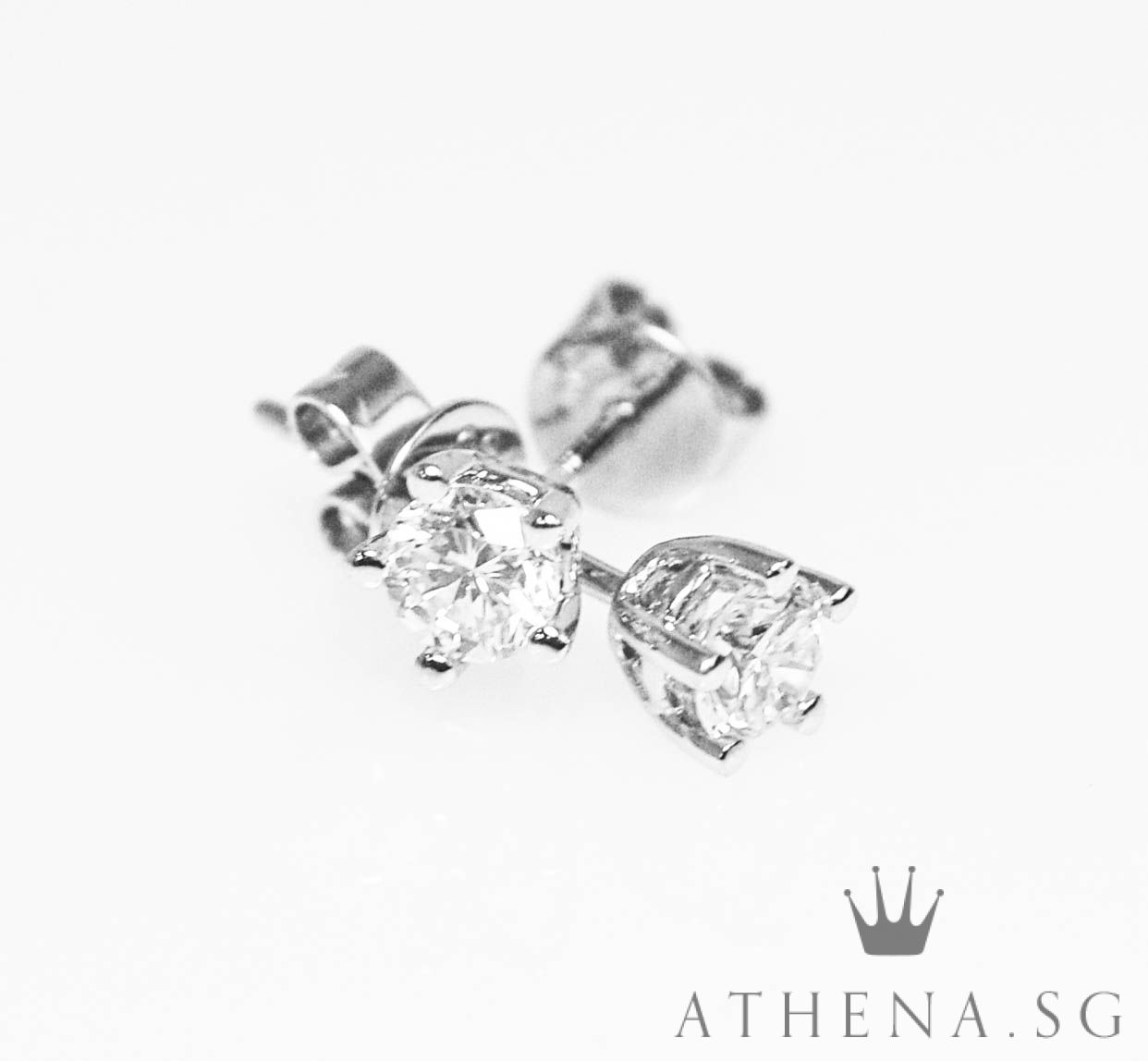 18K WG SOLITAIRE DIAMOND EARSTUD D2-0.418CTS 1.06G - Image 4