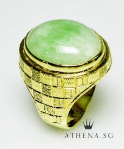20K YG JADE RING 15.95G (SIZE 15.5) ($2,188.00 NETT)