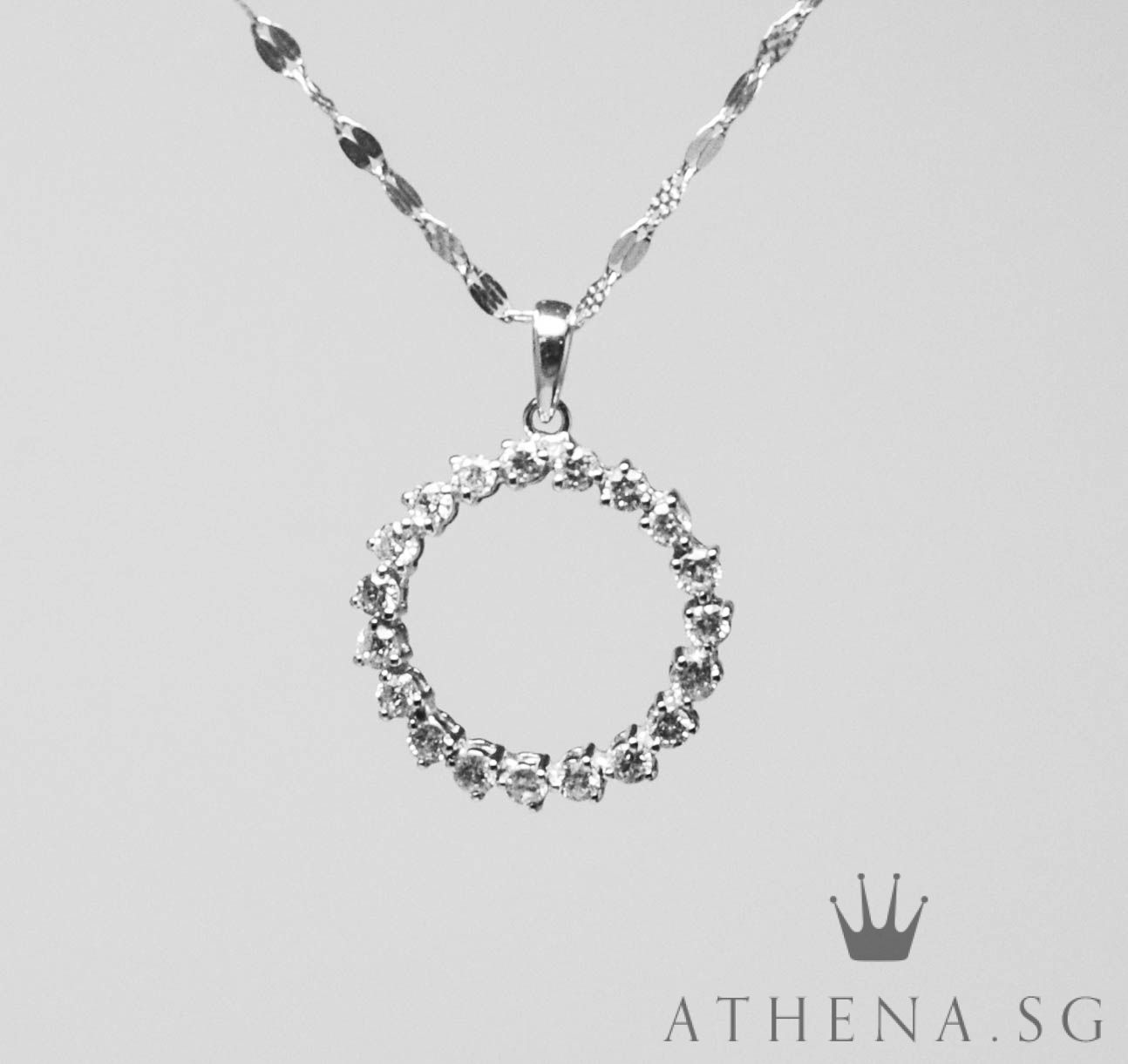 18K WG ROUND DESIGN DIAMOND PENDANT D19-1.00CTS 2.21G (DIAMETER 2CM) - Image 3