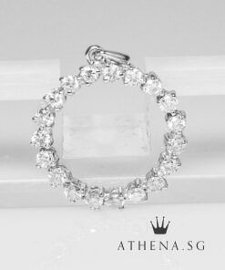 18K WG ROUND DESIGN DIAMOND PENDANT D19-1.00CTS 2.21G (DIAMETER 2CM)