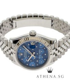 Alternative view of UNWORN!! ROLEX MID-SIZE OYSTER PERPETUAL DATEJUST 31 "AN" SERIES "AZZURRO BLUE FLORAL MOTIF DIAL" WITH BOX & CERT DATED (05/2023) (STILL UNDER AGENT WARRANTY) 278274