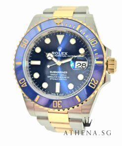 LIKE NEW!! ROLEX YELLOW ROLESOR OYSTER PERPETUAL BLUE SUBMARINER DATE 41 "AN" SERIES "BLUE DIAL" WITH BOX & CERT DATED 04/2021 (STILL UNDER AGENT WARRANTY) 126613LB