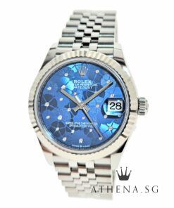 UNWORN!! ROLEX MID-SIZE OYSTER PERPETUAL DATEJUST 31 "AN" SERIES "AZZURRO BLUE FLORAL MOTIF DIAL" WITH BOX & CERT DATED (05/2023) (STILL UNDER AGENT WARRANTY) 278274