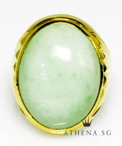 Alternative view of 20K YG JADE RING 22.20G (SIZE 20) (CERT)