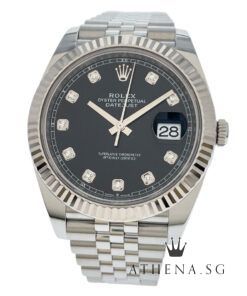 ROLEX MENS OYSTER PERPETUAL DATEJUST 41 "AN" SERIES "BLACK DIAMOND DIAL" WITH BOX & CERT DATED (08/2021) (STILL UNDER AGENT WARRANTY) 126334