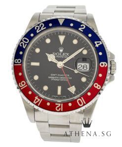 COLLECTIBLE!! ROLEX OYSTER PERPETUAL DATE GMT MASTER "S" SERIES "BLACK TRITIUM DIAL" "PEPSI" WITH CERT DATED (03/1996) 16700