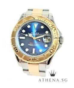 ROLEX YELLOW ROLESOR YACHT-MASTER "K" SERIES 35MM "BLUE DIAL" WITH CERT DATED 2003 168623