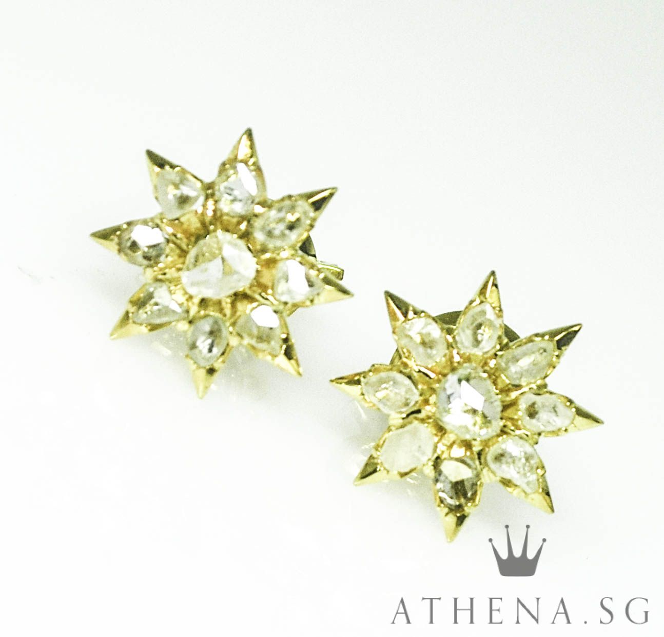 20K YG ANTIQUE DESIGN INTAN EARSTUD 3.59G