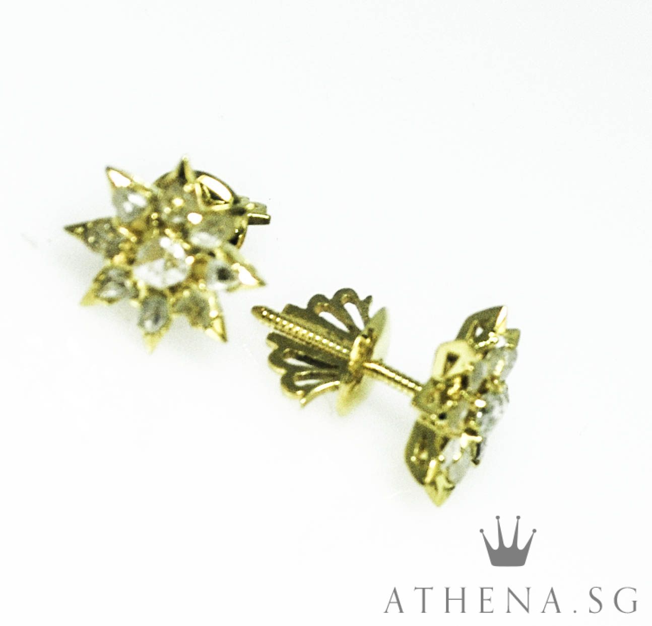 20K YG ANTIQUE DESIGN INTAN EARSTUD 3.59G - Image 2