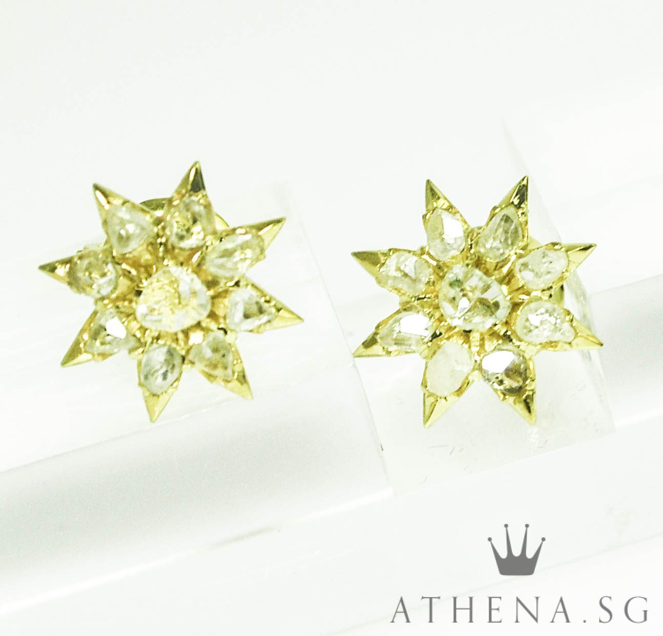 20K YG ANTIQUE DESIGN INTAN EARSTUD 3.59G - Image 3