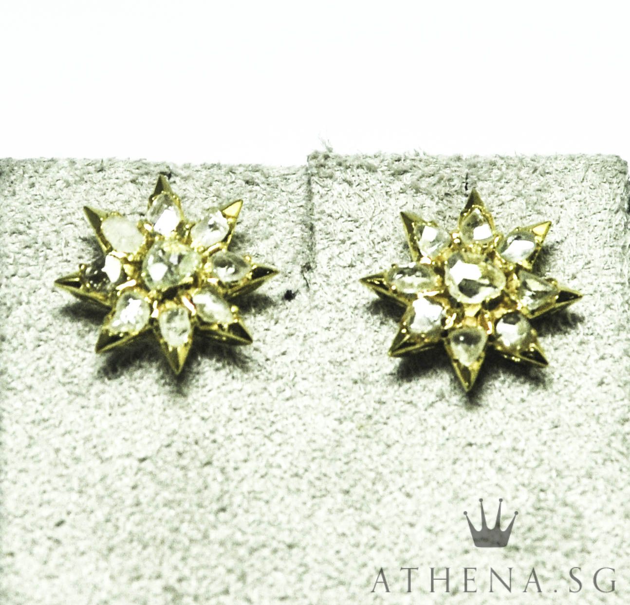 20K YG ANTIQUE DESIGN INTAN EARSTUD 3.59G - Image 4