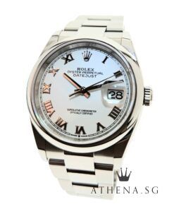 LIKE NEW !!! ROLEX MENS OYSTER PERPETUAL DATEJUST 36 "AN" SERIES "WHITE ROMAN DIAL" WITH BOX & CERT DATED 02/2023 (STILL UNDER AGENT WARRANTY) 126200