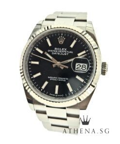 LIKE NEW!! ROLEX MENS SIZE OYSTER PERPETUAL DATEJUST 36 "AN" SERIES "BRIGHT BLACK DIAL" WITH BOX & CERT DATED (05/2022) (STILL UNDER AGENT WARRANTY)[UNPOLISHED] 126234