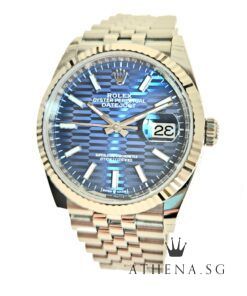 UNWORN!! ROLEX MENS SIZE OYSTER PERPETUAL DATEJUST 36 "AN" SERIES "BLUE MOTIF DIAL" WITH BOX & CERT DATED (07/2023) (UNDER AGENT WARRANTY) 126234