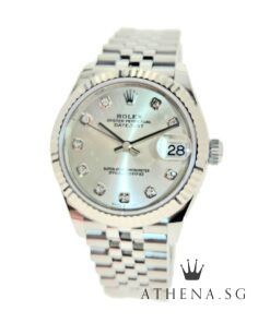 UNWORN !!! ROLEX MID-SIZE OYSTER PERPETUAL DATEJUST 31 "AN" SERIES "SILVER DIAMOND SET" WITH BOX & CERT DATED 08/2023 (STILL UNDER AGENT WARRANTY) 278274