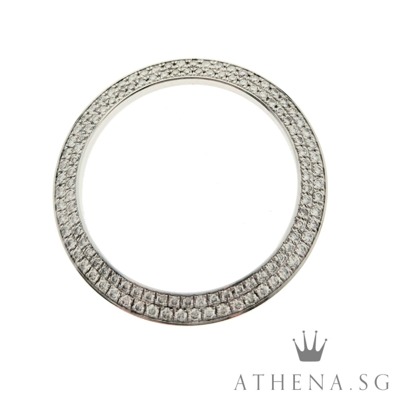 18K WHITE GOLD DOUBLE ROW DIAMOND BEZEL FOR ROLEX DAYTONA 9.92G 40MM