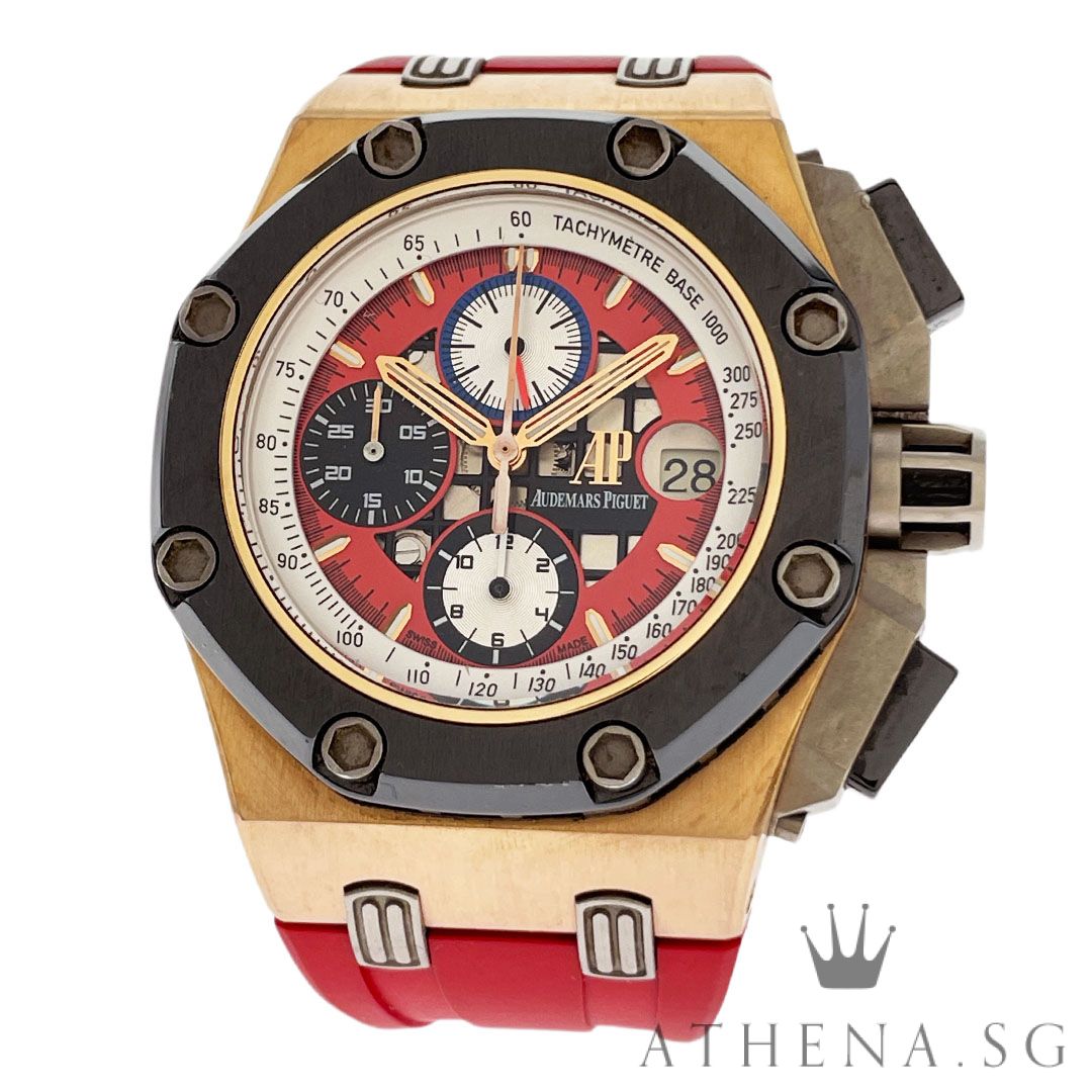 LIMITED EDITION!! AUDEMARS PIGUET ROYAL OAK OFFSHORE 42MM ROSE GOLD "RUBENS BARRICHELLO III RB3" WITH BOX & CERT DATED 2012 26284RO.OO.D002CR.01 - Image 2