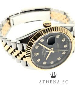 Alternative view of ROLEX YELLOW ROLESOR MENS OYSTER PERPETUAL DATEJUST 41 "AN" SERIES "BLACK DIAMOND DIAL" WITH BOX & CERT DATED 08/2018 126333