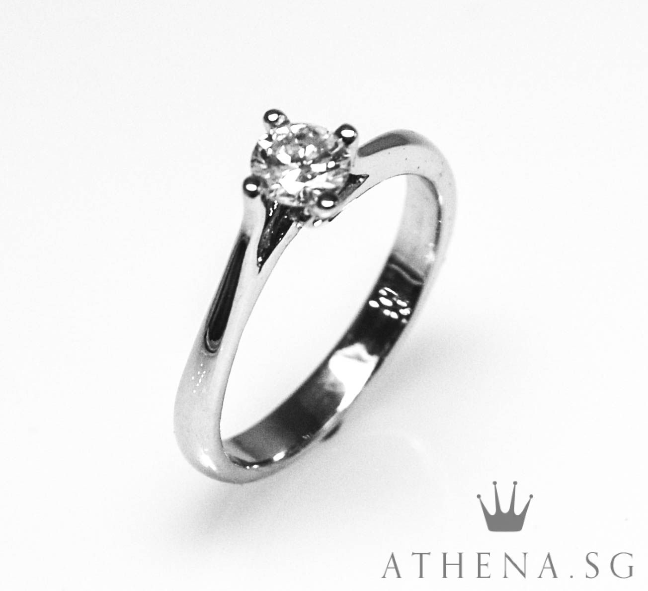 18K WG SOLITAIRE DIAMOND RING D1-0.34CTS 3.04G (SIZE 11) - Image 4
