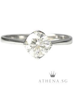 18K WG SOLITAIRE DIAMOND RING FROM TRUE LOVE JEWELLERY D1-1.01CTS [H/SI1] 2.40G (SIZE 17.5) [IGI CERT] [NETT $6,980.00]