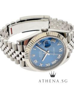 Alternative view of UNPOLISH!! ROLEX MENS OYSTER PERPETUAL DATEJUST 41 "AN" SERIES "BLUE ROMAN DIAL" WITH BOX & CERT DATED 12/2020 (STILL UNDER AGENT WARRANTY) 126334