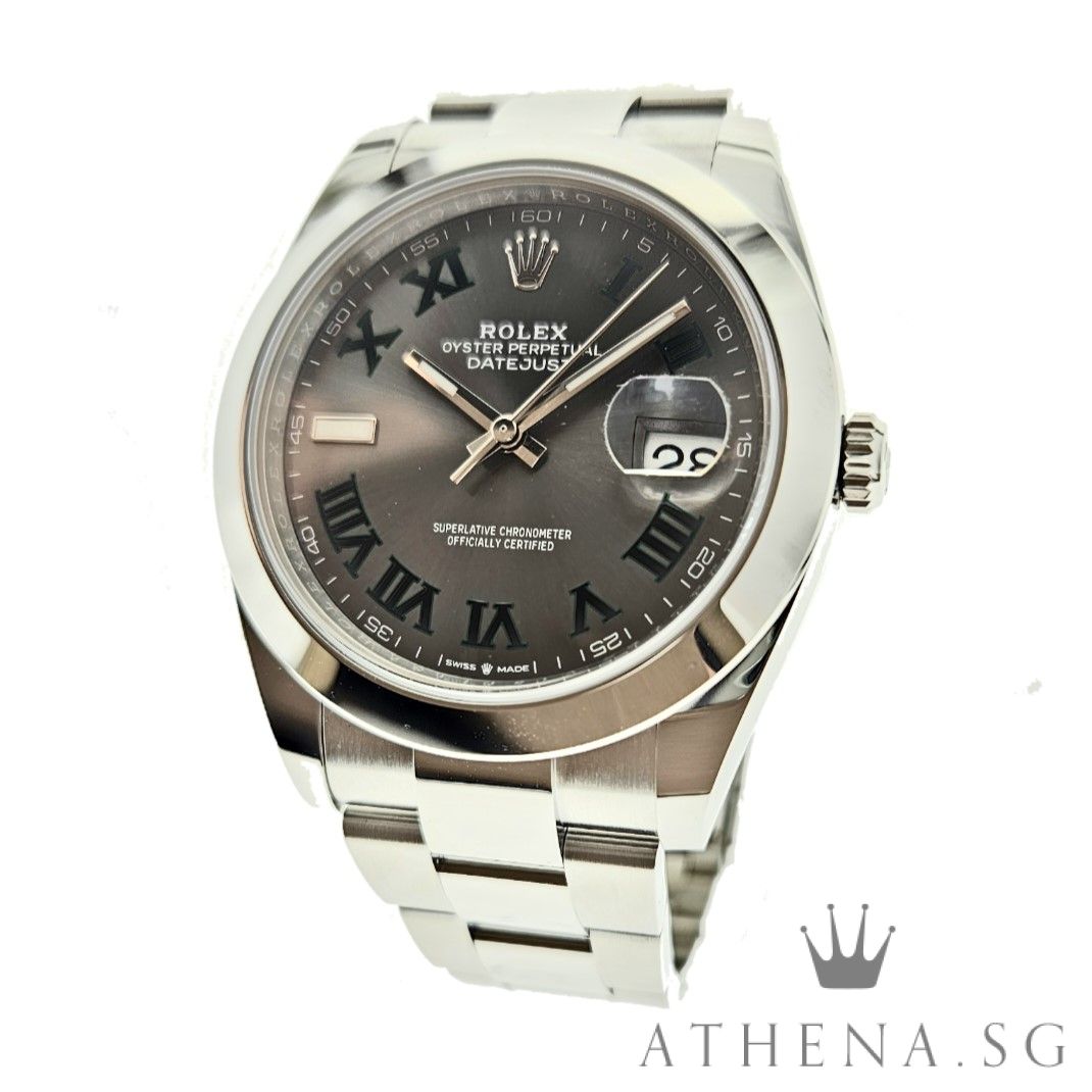 UNWORN!! ROLEX MENS OYSTER PERPETUAL DATEJUST 41 "AN" SERIES "WIMBLEDON SLATE GREY ROMAN DIAL" WITH BOX & CERT DATED (02/2026) (UNDER AGENT WARRANTY) 126300