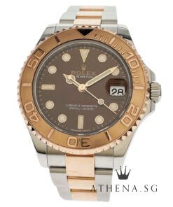 ROLEX EVEROSE ROLESOR OYSTER PERPETUAL DATE YACHT MASTER 37 "CHOCO DIAL" WITH BOX & CERT DATED 03/2021 (STILL UNDER AGENT WARRANTY) 268621