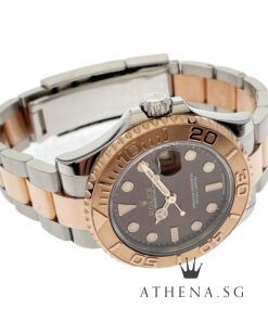 Alternative view of ROLEX EVEROSE ROLESOR OYSTER PERPETUAL DATE YACHT MASTER 37 "CHOCO DIAL" WITH BOX & CERT DATED 03/2021 (STILL UNDER AGENT WARRANTY) 268621