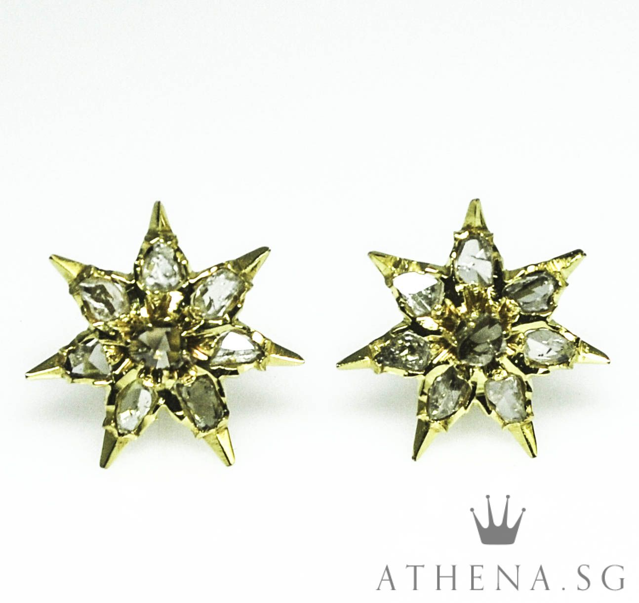 20K YG ANTIQUE DESIGN INTAN EARSTUD 4.05G - Image 2