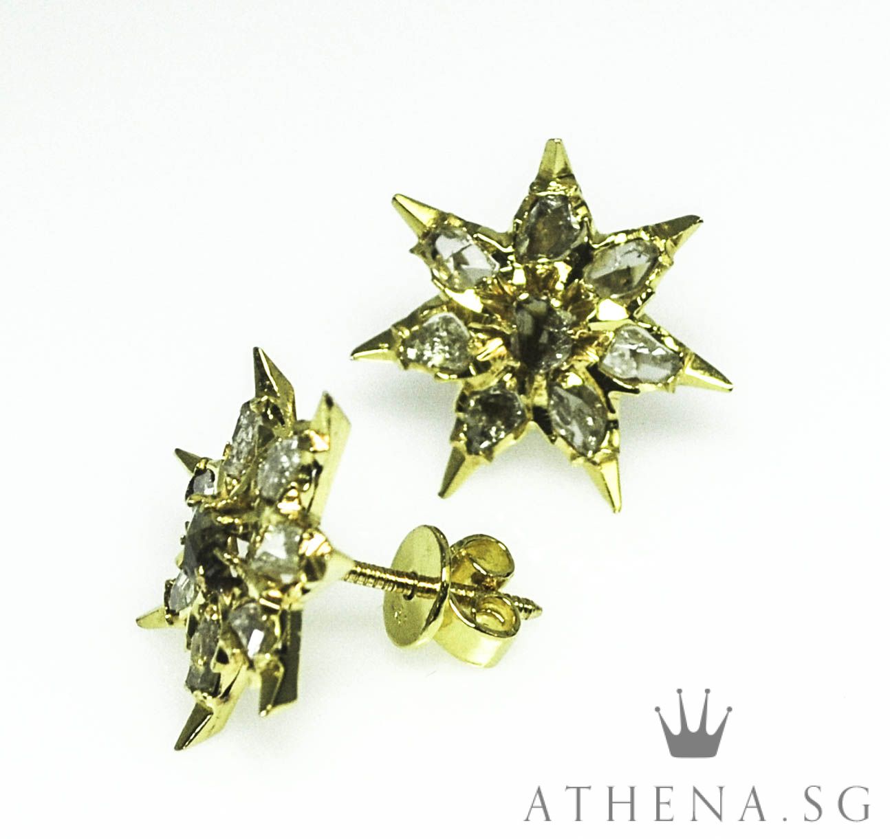 20K YG ANTIQUE DESIGN INTAN EARSTUD 4.05G - Image 3