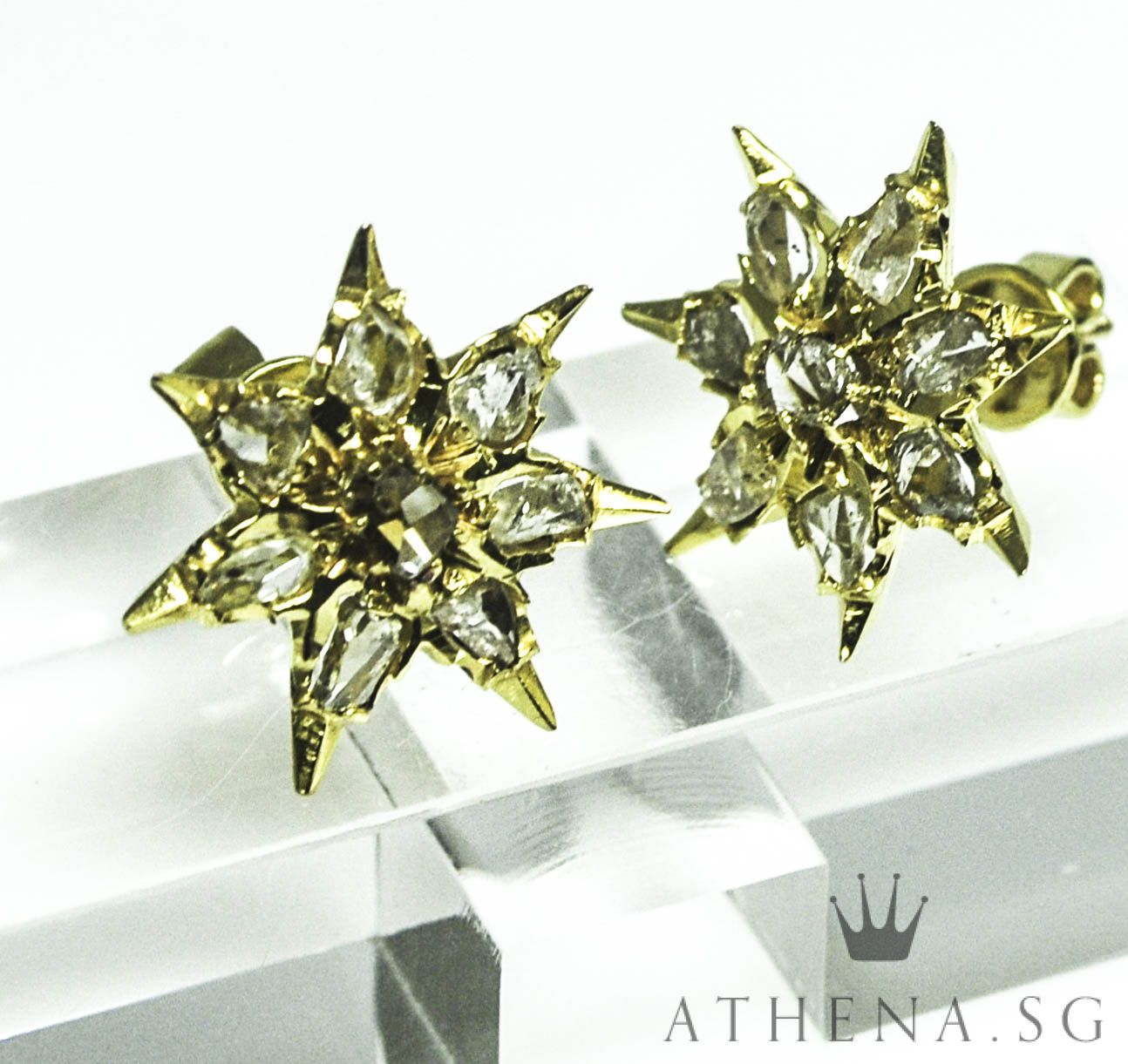 20K YG ANTIQUE DESIGN INTAN EARSTUD 4.05G - Image 4