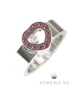 Alternative view of 18K WG CHOPARD HAPPY DIAMOND RUBY HEART RING 13.78G (SIZE 53) [CERT] [DISCONTINUED ITEM]