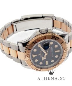 Alternative view of LIKE NEW!! UNPOLISHED!! ROLEX EVEROSE ROLESOR MEN OYSTER PERPETUAL DATE YACHT MASTER 40 "BLACK DIAL" WITH BOX & CERT (10/2021) 126621 (STILL UNDER AGENT WARRANTY)