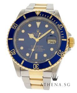 ROLEX 18K HALF YELLOW GOLD ROLESOR OYSTER PERPETUAL SUBMARINER DATE "L" SERIES "BLUE SWISS MADE DIAL" (WATCH ONLY) 16613
