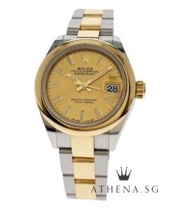 LIKE NEW!! ROLEX OYSTER PERPETUAL DATEJUST 28 "AN" SERIES "GOLD INDEX DIAL" WITH BOX & CERT DATED (12/2023) (STILL UNDER AGENT WARRANTY) 279163