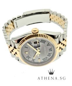 Alternative view of LIKE NEW!! ROLEX YELLOW ROLESOR OYSTER PERPETUAL DATEJUST 36MM "SLATE WIMBLEDON ROMAN DIAL" WITH BOX & CERT DATED 12/2021 (STILL UNDER AGENT WARRANTY) 126233