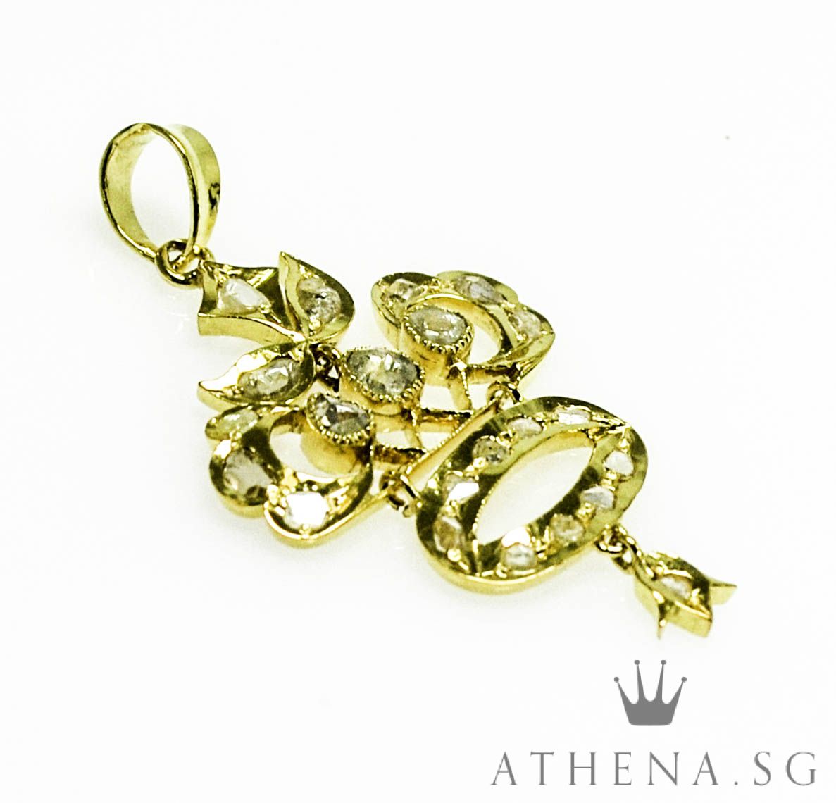 18K YG ANTIQUE DESIGN INTAN PENDANT 3.57G - Image 5