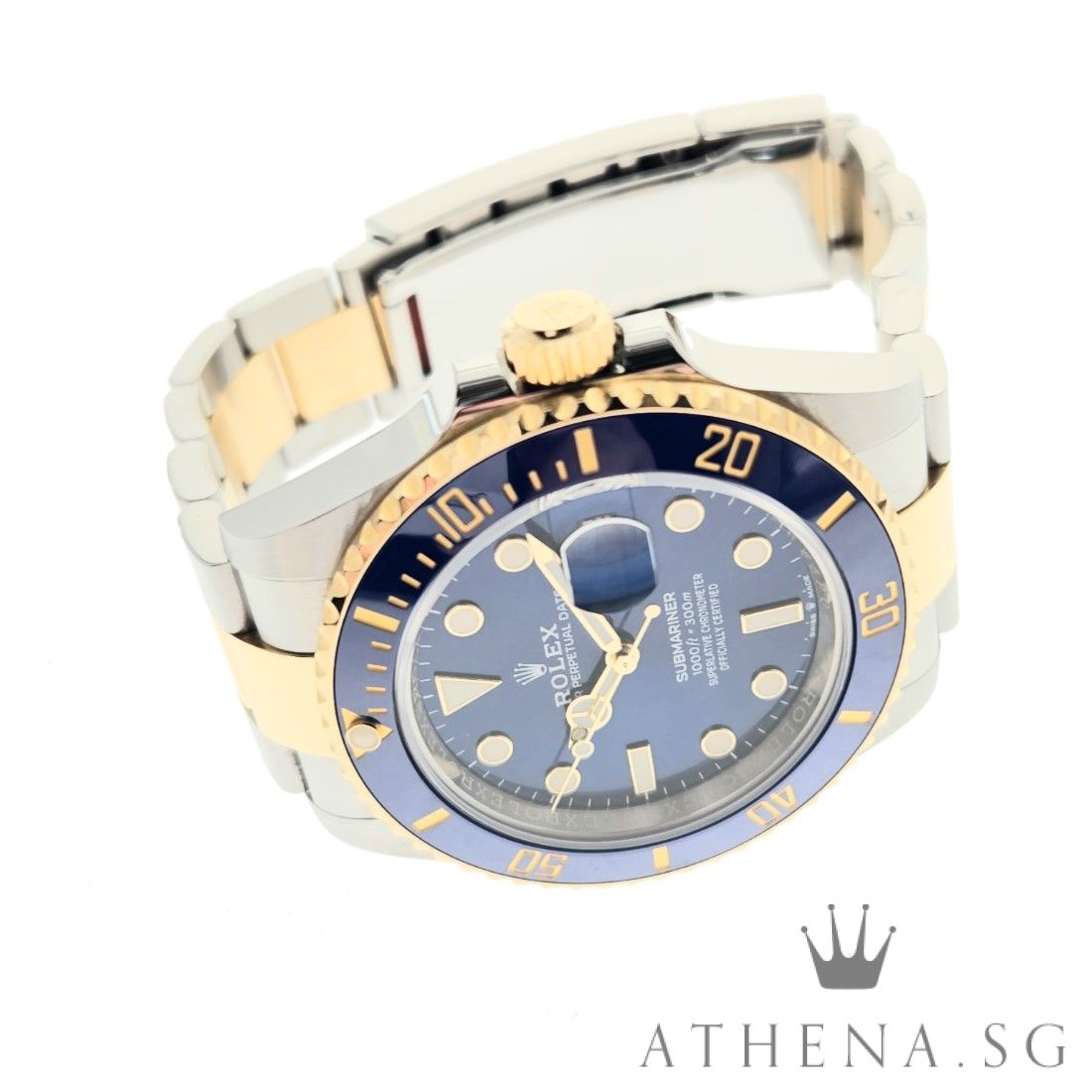 ROLEX YELLOW ROLESOR OYSTER PERPETUAL BLUE SUBMARINER DATE 41 "AN" SERIES "BLUE DIAL" WITH BOX & CERT DATED (04/2022) (STILL UNDER AGENT WARRANTY ) 126613LB - Image 2