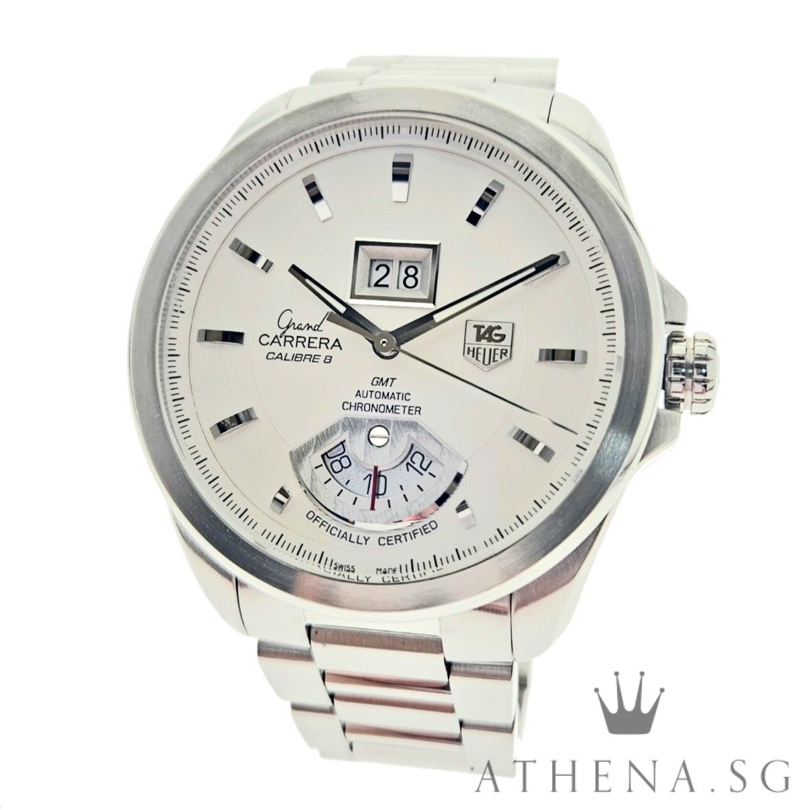 TAG HEUER GRAND CARRERA CALIBRE 8 GMT AUTOMATIC 42.5MM "SILVER DIAL" (WATCH ONLY) WAV5112