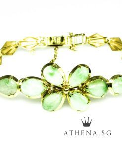 Alternative view of 20K YG FLOWER DESIGN JADE BRACELET 10.84G (LENGTH 15.5CM) [NETT $1,988.00]