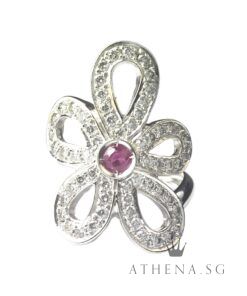18KW FANCY DESIGN RUBY DIAMOND RING D60-1.00CTS 6.87G (SIZE 10.5)