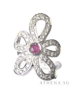 Alternative view of 18KW FANCY DESIGN RUBY DIAMOND RING D60-1.00CTS 6.87G (SIZE 10.5)