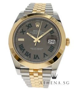 ROLEX YELLOW ROLESOR OYSTER PERPETUAL DATEJUST 41 "AN" SERIES "WIMBLEDON SLATE GREY ROMAN DIAL" WITH BOX & CERT DATED (12/2022) 126303
