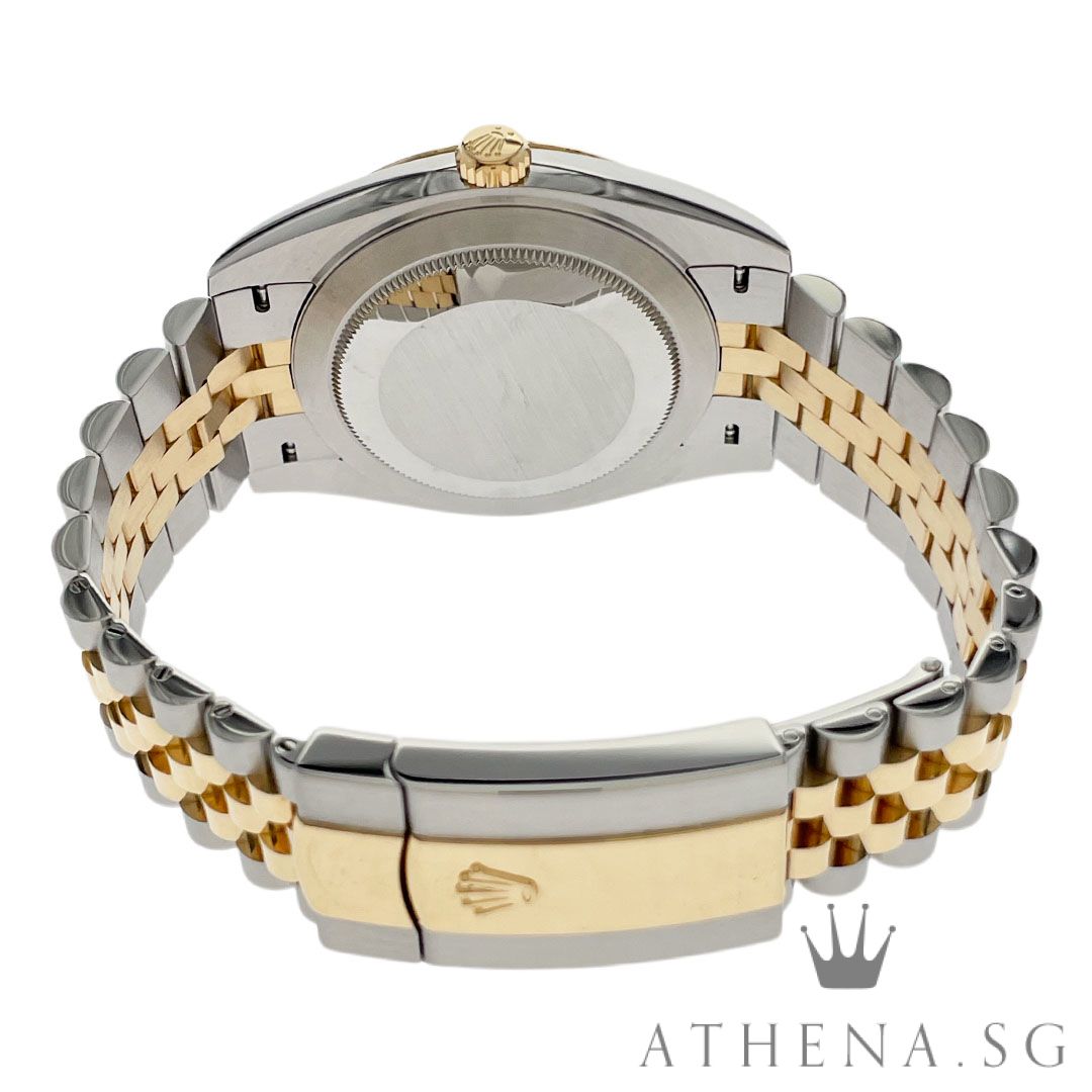 ROLEX YELLOW ROLESOR OYSTER PERPETUAL DATEJUST 41 "AN" SERIES "WIMBLEDON SLATE GREY ROMAN DIAL" WITH BOX & CERT DATED (12/2022) 126303 - Image 3