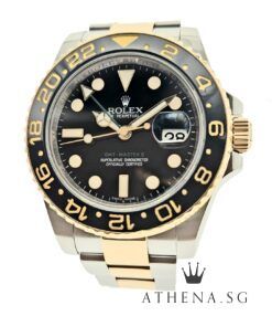 ROLEX 18K HALF YELLOW GOLD ROLESOR OYSTER PERPETUAL GMT MASTER II CERAMIC "AN" SERIES WITH BOX & CERT DATED 2011 116713LN
