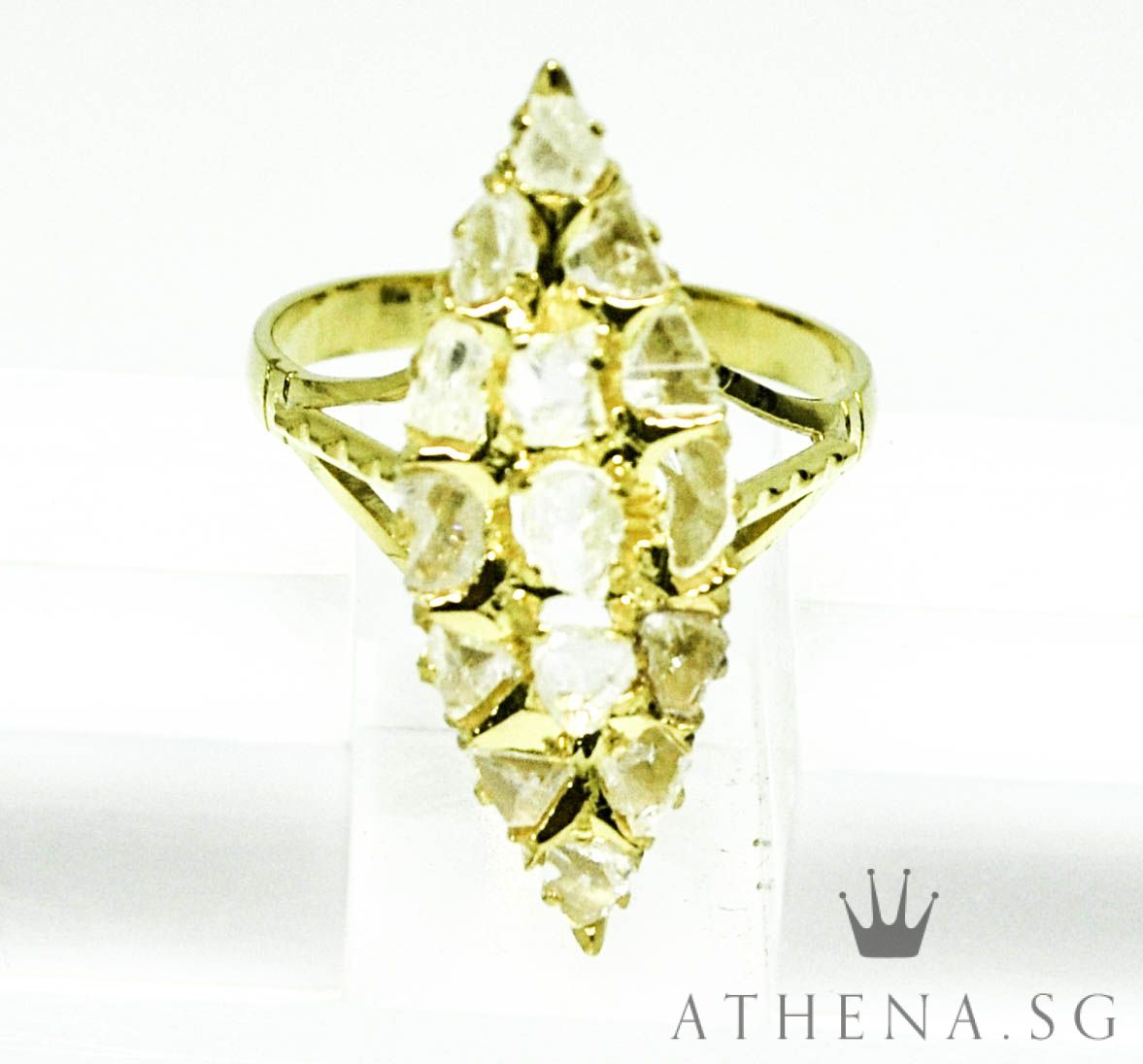 18K YG ANTIQUE DESIGN INTAN RING 2.86G (SIZE 12) - Image 2