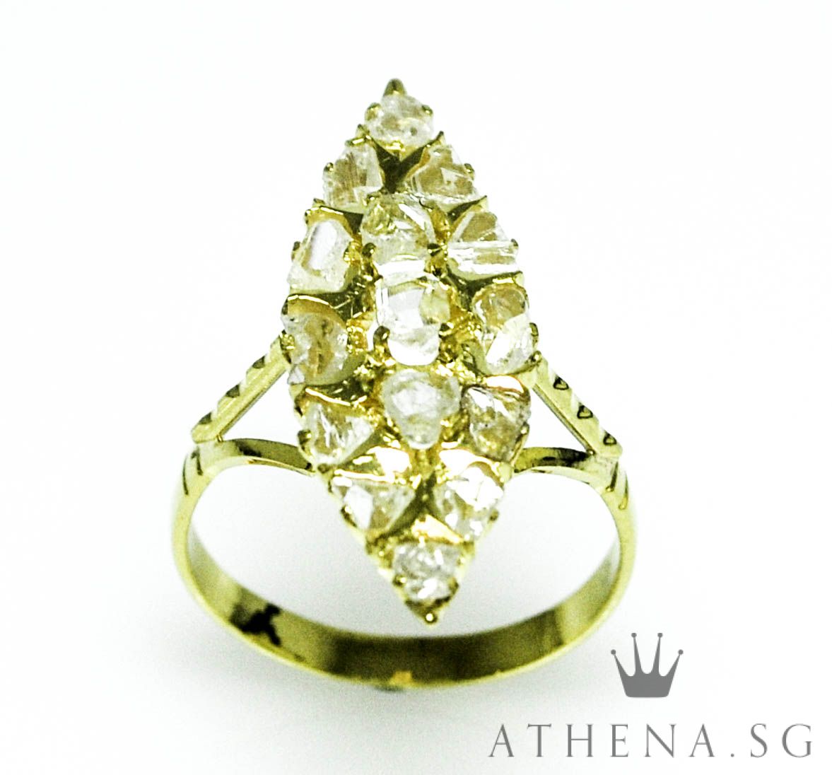 18K YG ANTIQUE DESIGN INTAN RING 2.86G (SIZE 12) - Image 3